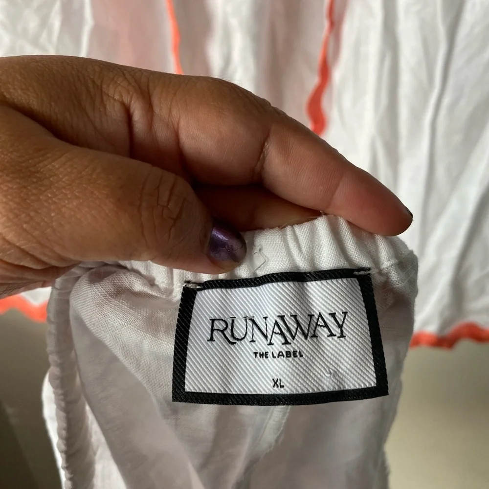 Runaway The Label Harry White Melon Linen Scalloped Co-ord Shorts Set XL